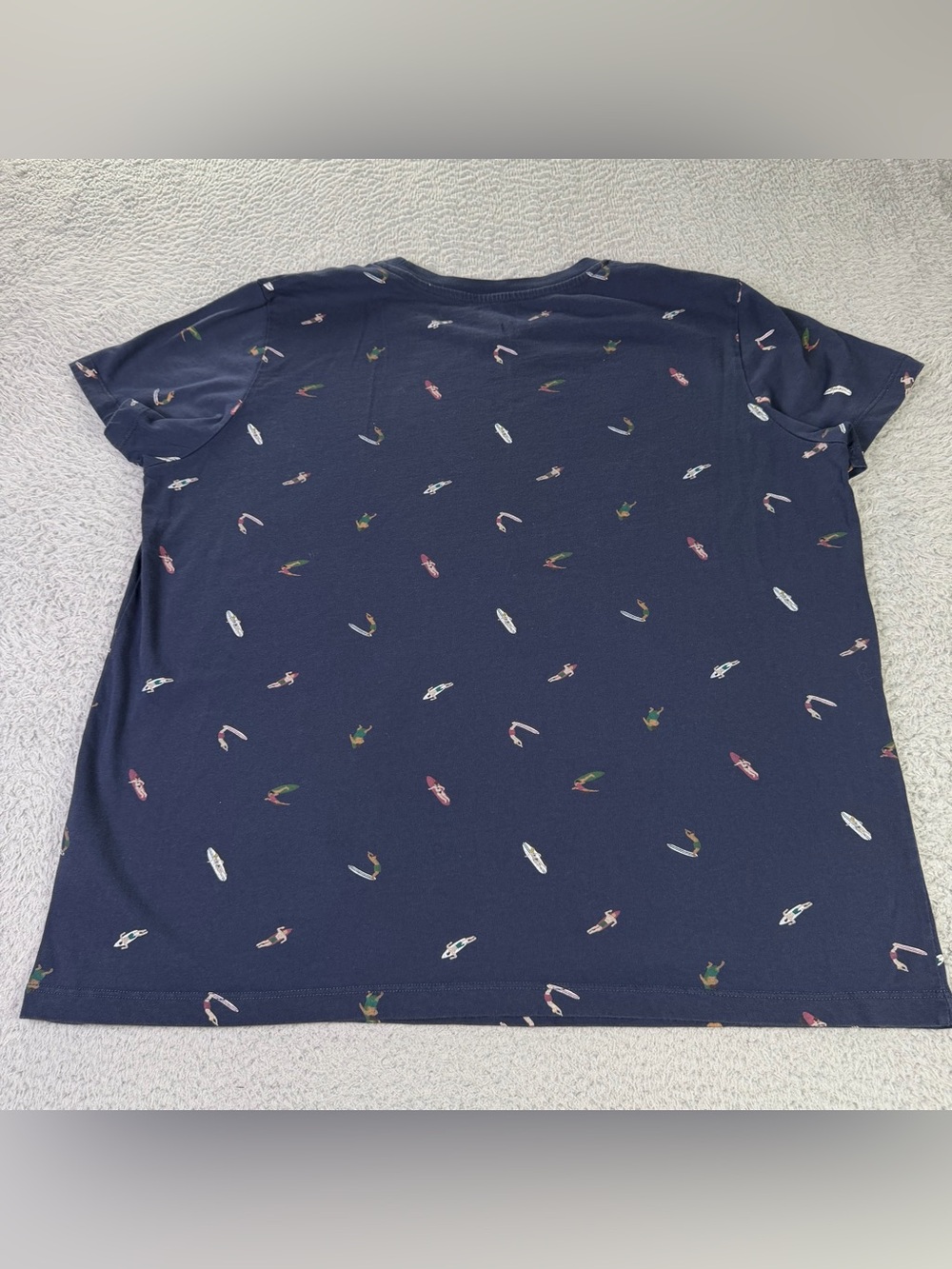 Roots Shirt Womens XL Navy Blue Surfing Theme Print Short Sleeve Cotton Preppy - Picture 3 of 11